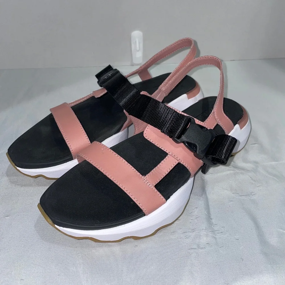 Sorel‎ Kinetic Impact Slingback Sandals Pink Black Buckle Strap Platform Womens